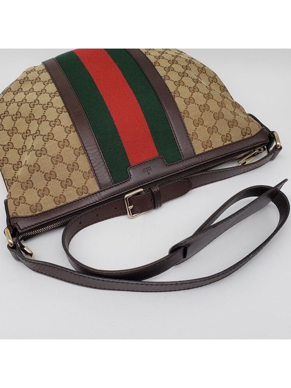 Authentic Gucci Ophidia GG Supreme Crossbody/Web Stripe Canvas Shoulder Bag - Picture 9 of 16